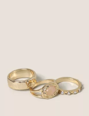 Semi Precious Stone 3 Pack Rings