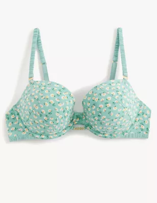 Floral Print Wired Balcony Bra A-E