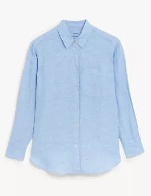 Pure Linen Collared Relaxed Shirt