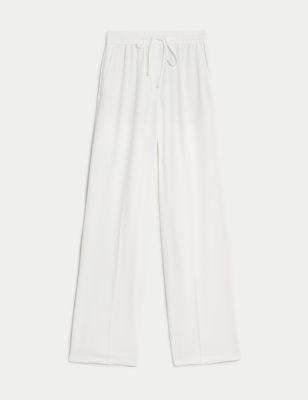 Crepe Drawstring Wide Leg Trousers
