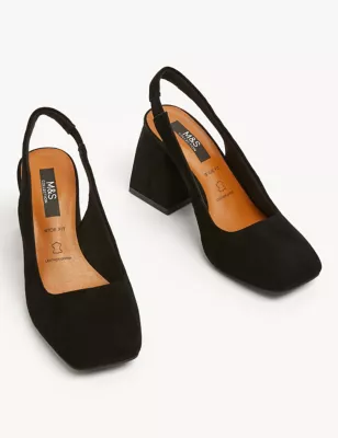 Wide Fit Suede Block Heel Slingback Shoes