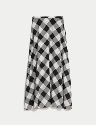Checked Maxi A-Line Skirt