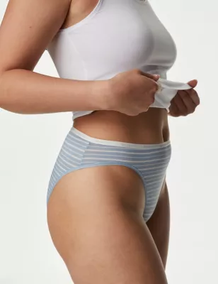 4pk Cotton Rich High Waisted High Leg Knickers