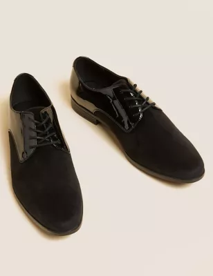 Velvet And Patent Derby Shoes
