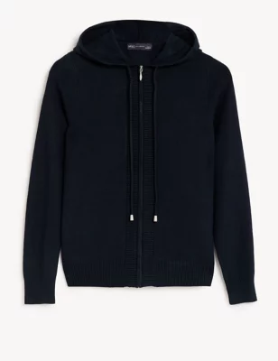 Soft Touch Textured Zip Up Relaxed Hoodie