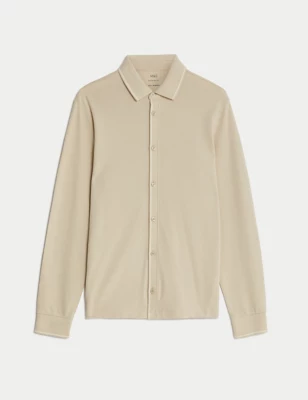 Pure Cotton Long Sleeve Polo Shirt