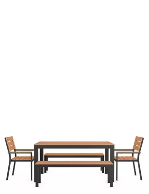 Porto 6 Seater Dining Table With Benches