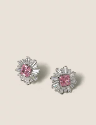 Platinum Pink Star Earrings