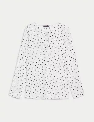 Printed Tie Neck Blouse