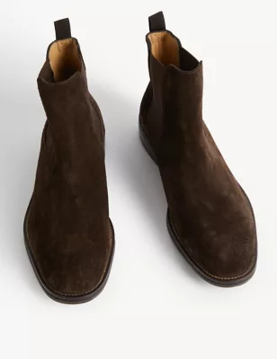 Wide Fit Suede Pull-On Chelsea Boots