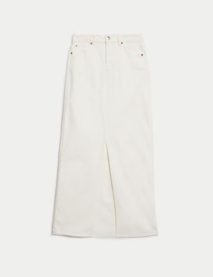 Denim Split Front Maxi Skirt