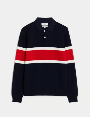 Pure Cotton Striped Knitted Rugby Shirt