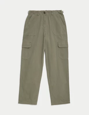 Cotton Rich Cargo Straight Leg Trousers