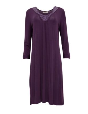 Modal Rich Lace Trim Short Nightdress