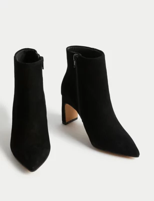 Suede Statement Pointed Ankle Boots