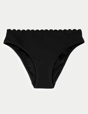 Neoprene Scallop High Leg Bikini Bottoms