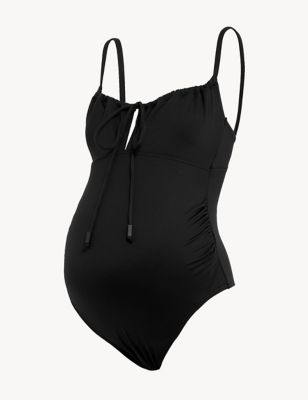 Maternity Padded Ruched Scoop Neck Swimsuit
