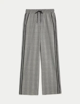 Checked Straight Leg Trousers