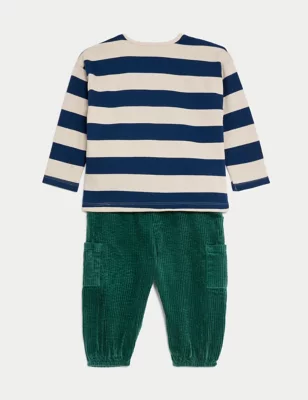 2pc Pure Cotton Striped Outfit (0-3 Yrs)