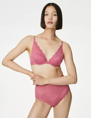 3pk Lace & Mesh High Waisted Brazilian Knickers