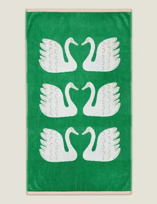 Pure Cotton Swim Swam Swan Towel