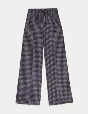 Geometric Drawstring Wide Leg Trousers