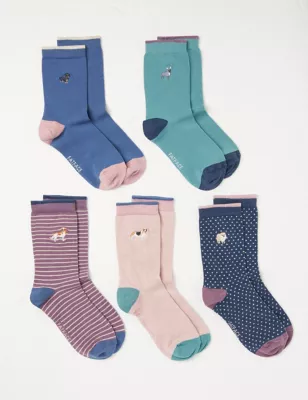 5pk Cotton Rich Dog Ankle High Socks