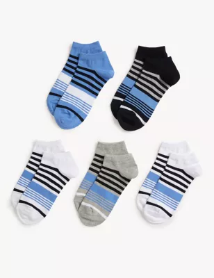 5pk Cool & Fresh&trade; Striped Trainer Socks