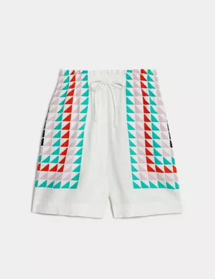 Linen Rich Geometric Shorts