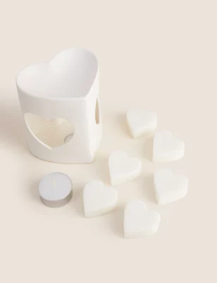 Seashells Heart Wax Melts Burner Gift Set