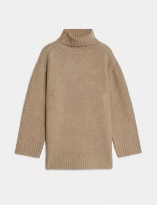 Recycled Blend Roll Neck Longline Jumper