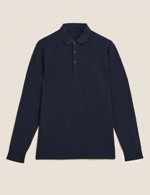 Pure Cotton Long Sleeve Polo Shirt