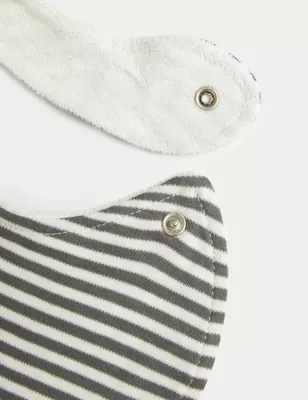 3pk Pure Cotton Spot & Striped Dribble Bibs