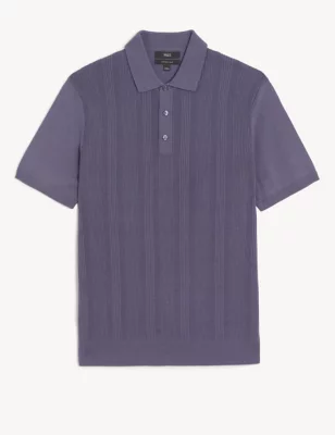 Cotton Rich Textured Knitted Polo Shirt