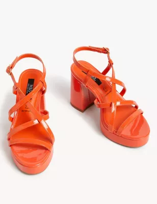 Metallic Strappy Platform Sandals