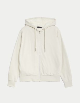 Cotton Rich Borg Lined Zip Up Hoodie