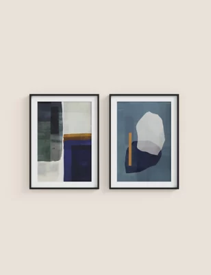 Set Of 2 Abstract Rectangle Framed Art