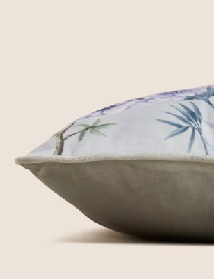 Velvet Floral Piped Cushion