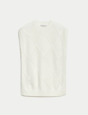 Cotton Rich Knitted Vest With Merino Wool