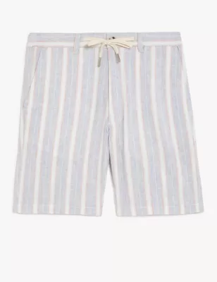 Linen Rich Half-Elasticated Waist Shorts