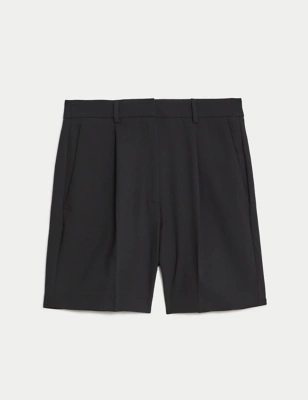 High Waisted Pleat Front Shorts
