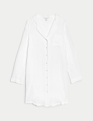 Pure Cotton Muslin Revere Nightshirt