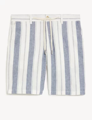 Linen Rich Striped Chino Shorts