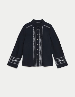 Embroidered Collared Blouse