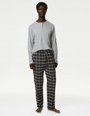 2pk Brushed Cotton Checked Pyjama Bottoms