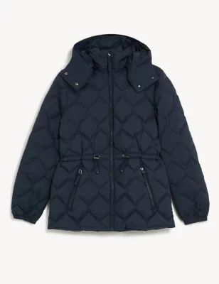 Feather & Down Quilted Hooded Puffer Jacket