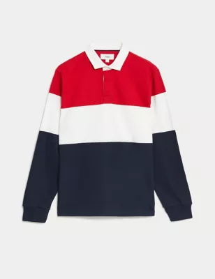 Pure Cotton Colour Block Rugby Shirt