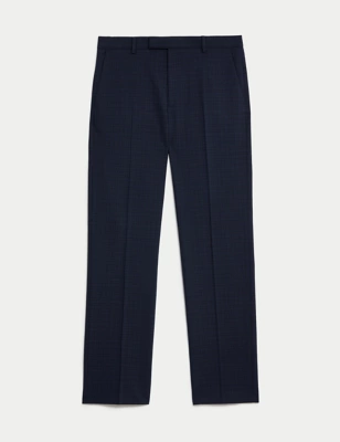 Regular Fit Check Stretch Suit Trousers