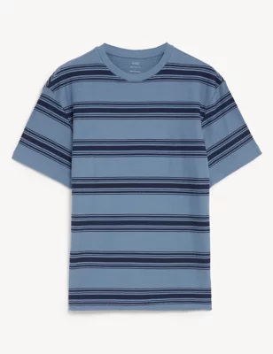 Relaxed Fit Pure Cotton Striped T-Shirt