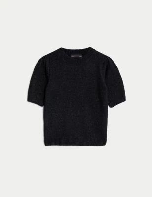 Sparkly Crew Neck Knitted Top